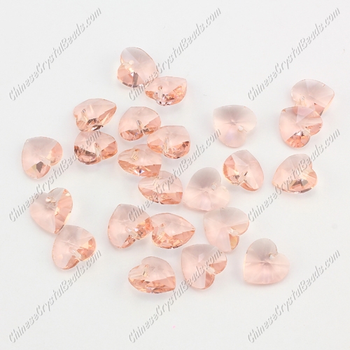 10mm crystal heart pendant, hole 1.5mm, rosaline, sold per pkg of 10pcs - Click Image to Close