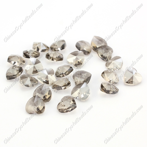 10mm crystal heart pendant, hole 1.5mm, silver shade, sold per pkg of 10pcs - Click Image to Close