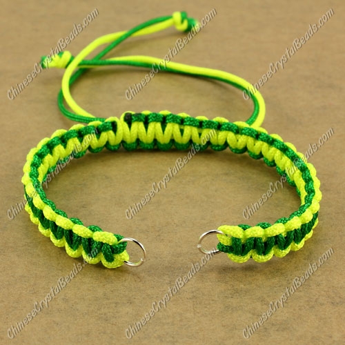 Pave chain, nylon cord, neon yellow and emerald, wide : 7mm, length:14cm - Click Image to Close