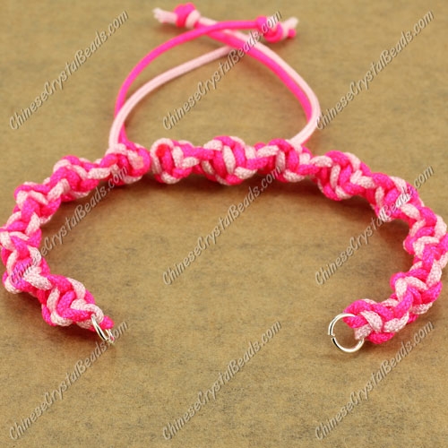 Pave Twist chain, nylon cord, fuchsia and pink, wide : 7mm, length:14cm - Click Image to Close