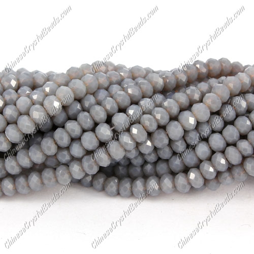 130Pcs 3x4mm Chinese rondelle crystal beads, opaque gray - Click Image to Close