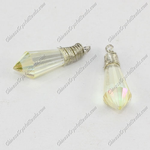 Wire Working Crystal Icicle Drop Pendant, 8x20mm, yellow light, sold by 1 pc - Click Image to Close