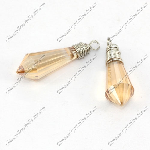 Wire Working Crystal Icicle Drop Pendant, 8x20mm, golden shadow, sold by 1 pc - Click Image to Close