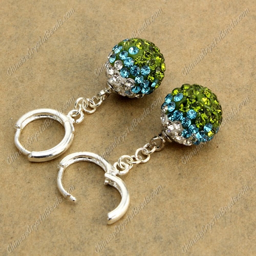 High quality Pave Drop Earrings, 12mm evil eye pave beads, olivine 2 gradient, sold 1 pair - Click Image to Close