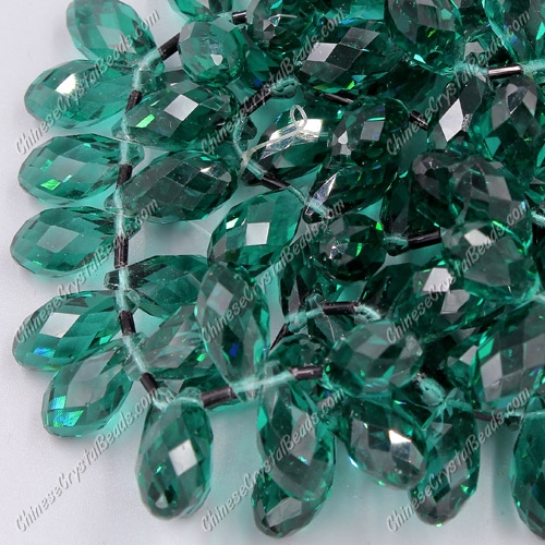 10x20mm, Briolette beads, emerald, 10 beads - Click Image to Close