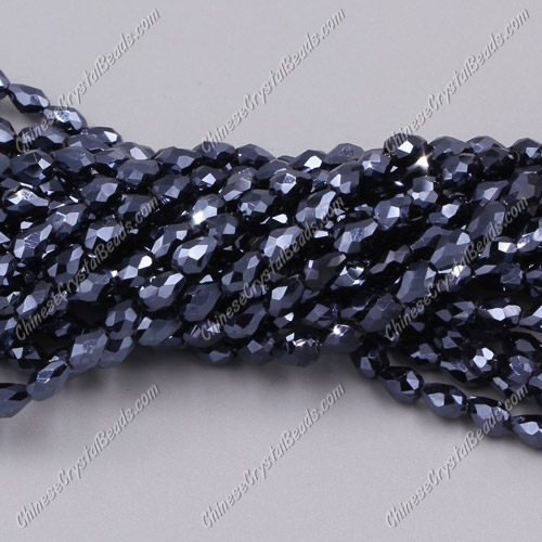 Chinese Crystal Teardrop Beads Strand,gun metal, 3x5mm, about 100 Beads - Click Image to Close