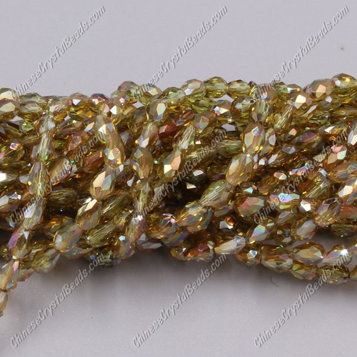 Chinese Crystal Teardrop Beads Strand, #28, 3x5mm, about 100 Beads - Click Image to Close