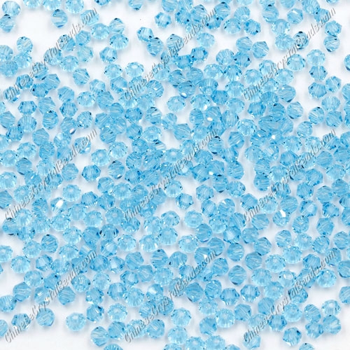 700pcs 3mm chinese crystal bicone beads, aqua - Click Image to Close