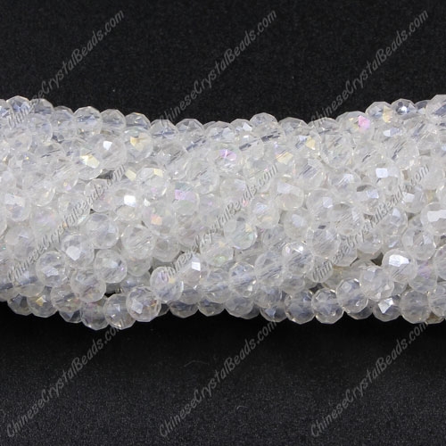 130Pcs 3x4mm Chinese Crystal Long Rondelle Strand, Clear AB - Click Image to Close