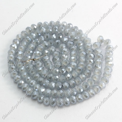 130Pcs 3x4mm Chinese rondelle crystal beads, gray and blue jade - Click Image to Close