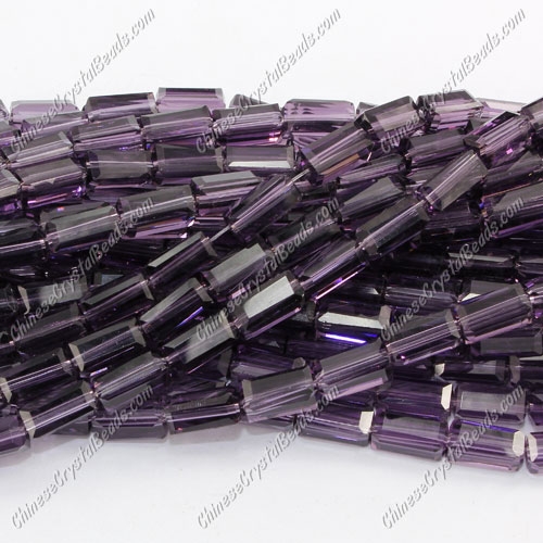 cuboid crystal beads, 4x4x8mm, Violet, about 70pcs per strand - Click Image to Close