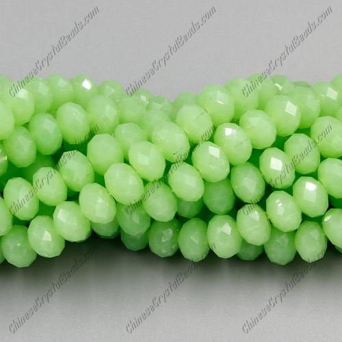 Chinese Crystal Rondelle Strand, green jade, 6x8mm , about 72 beads - Click Image to Close