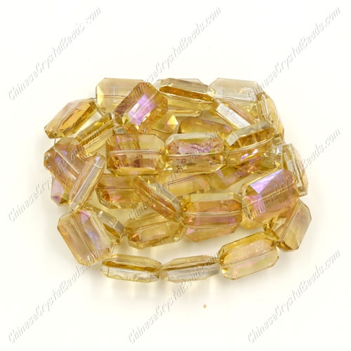 Chinese Crystal Faceted Rectangle Pendant , yellow light, 13x18mm, 10 beads - Click Image to Close