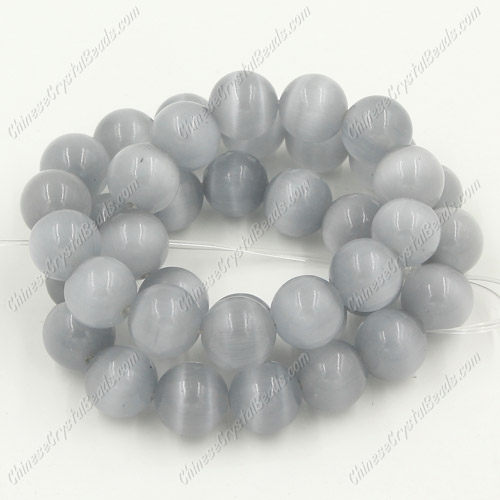 glass cat eyes beads strand, light gray, about 15 inch longer - Click Image to Close