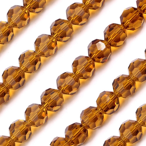 Chinese Crystal Faceted Round Bead Strand, Amber, 10mm, 20 beads - Click Image to Close