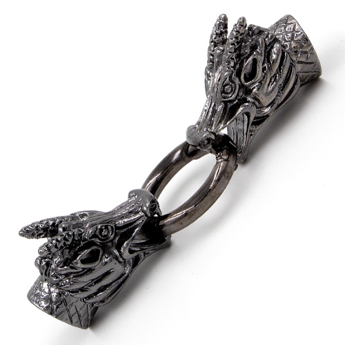 Clasp, dragon End Cap, gunmetal,73x24mm Hole 10x10mm, Sold individually. - Click Image to Close