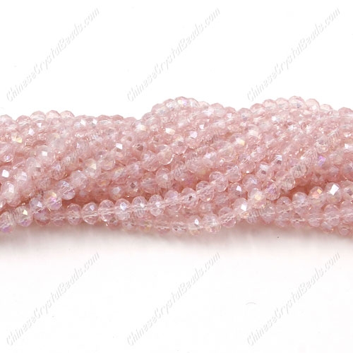 130Pcs 3x4mm Chinese rondelle crystal beads, light pink AB - Click Image to Close