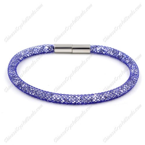 Stardust Mesh Bracelet, width:5mm, blue mesh and Rhinestone - Click Image to Close