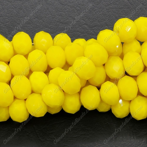 8x10mm Chinese Crystal Rondelle Bead Strand, opaque yellow 70 pieces - Click Image to Close