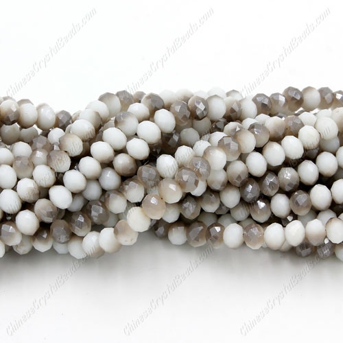 130Pcs 3x4mm Chinese rondelle crystal beads opaque half gray and white - Click Image to Close