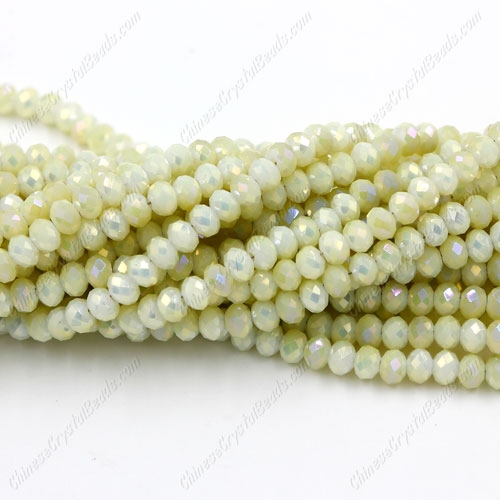 130Pcs 3x4mm Chinese rondelle crystal beads, 3x4mm, opaque lt yellow AB - Click Image to Close