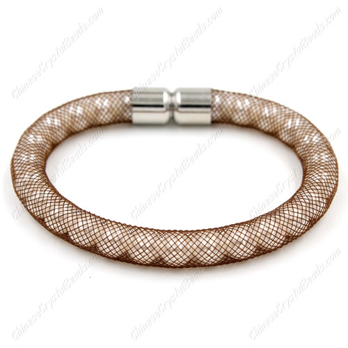 Pearl mesh bracelet, brown mesh, width:8mm, 1 pc - Click Image to Close