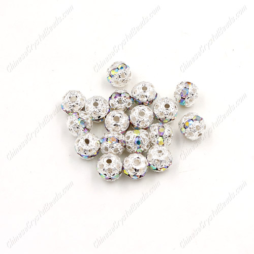 50 pcs 6mm crystal AB Rhinestone round ball bead,spacer bead,crystal bead,copper,metal, hole:1mm - Click Image to Close