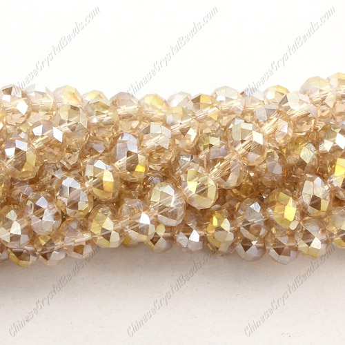 Chinese Crystal Rondelle Beads, 6x8mm, S Champange, about 72 beads - Click Image to Close