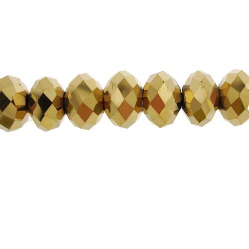 Chinese Crystal Rondelle Bead Strand, Gold, 9x12mm, about 36 beads - Click Image to Close