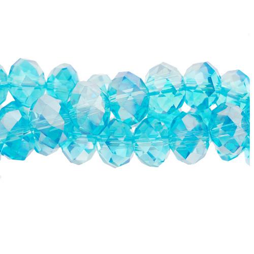70 pieces 8x10mm Chinese Crystal Rondelle Strand, AB Med. Aqua - Click Image to Close