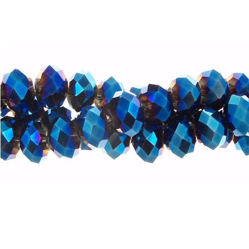Chinese Crystal Rondelle Bead Strand, Deep Metallic Blue, 6x8mm , about 72 beads - Click Image to Close
