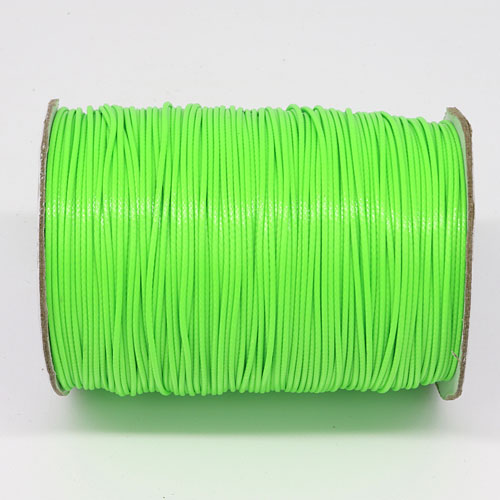 1mm, 1.5mm, 2mm Round Waxed Polyester Cord Thread, Neon Green - Click Image to Close