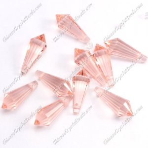 Chinese Crystal Icicle Drop Beads, 8x20mm, 1-hole, pink, sold per pkg of 10 pcs