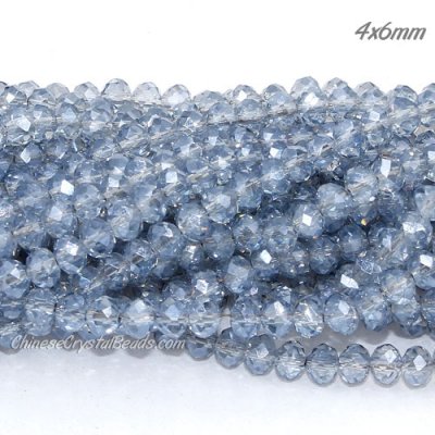 4x6mm Chinese Crystal Rondelle Beads, blue gray light, about 95 Pcs