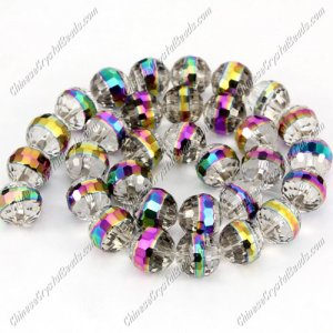 Chinese crystal 10mm round beads 96fa , Crystal With Metallic Band, sold 32pcs per strand