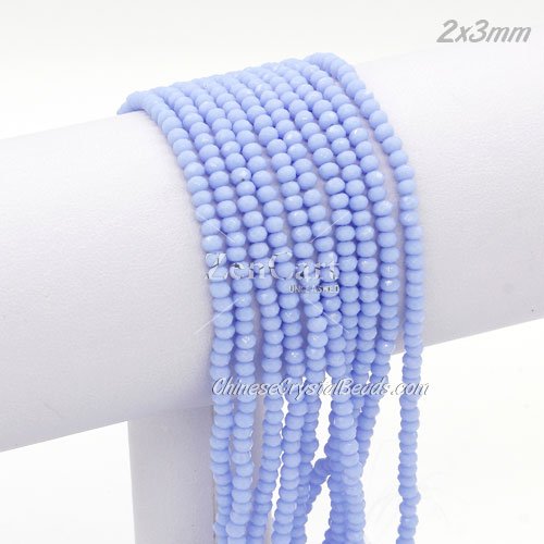 130Pcs 2x3mm Chinese Crystal Rondelle Beads, opaque light sapphire