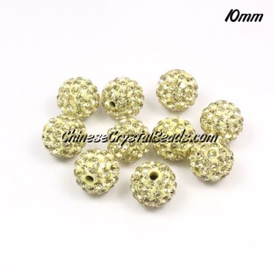 50pcs, 10mm Pave clay disco beads,light yellow, hole: 1.5mm