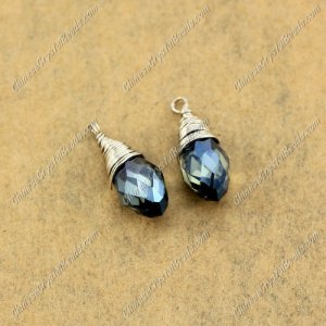 Wire Working Briolette Crystal Beads Pendant, 6x12mm, Magic Blue, 1 pcs