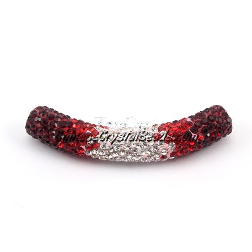 Pave Pipe beads, Pave Curved 52mm Bling Tube Bead, clay, #030