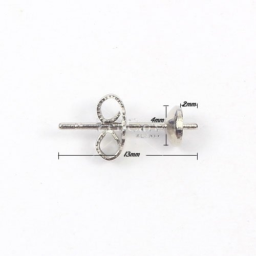 Earring, slver-plated brass, 4mm cup with post and earnut. Sold per pkg of 10 pairs.