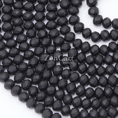 4x6mm matte rondelle crystal beads black about 95 pcs