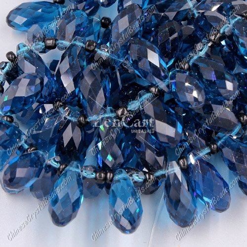 10x20mm, Briolette beads, capri blue, 10 beads