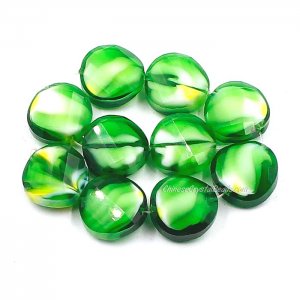 Millefiori Twist faceted Beads green/yellow2 14mm 10 beads