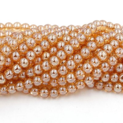 135Pcs 6mm Plating Round Glass Beads, hole 1.5mm, golden shadow