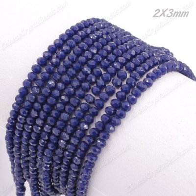 130Pcs Chinese Crystal Rondelle beads, 2x3mm, navy blue