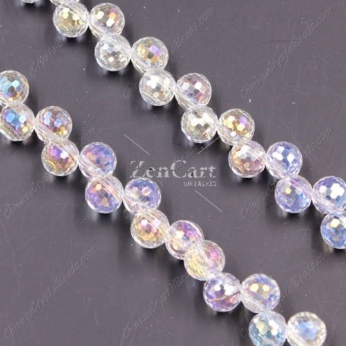 20Pcs chinese crystal round drop beads, 8mm, hole:1.5mm, clear AB