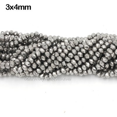 130Pcs 3x4mm Chinese silver Crystal Rondelle beads
