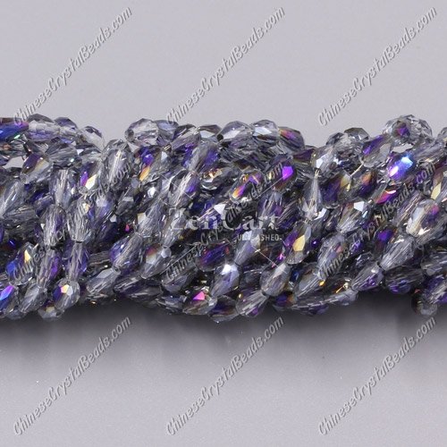 Chinese Crystal Teardrop Beads Strand, purple light, 3x5mm, about 100 Beads