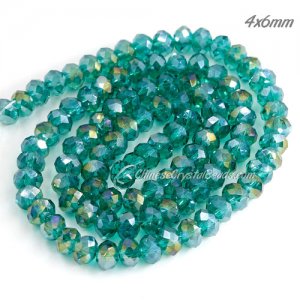 4x6mm Crystal Rondelle Beads, Emerald AB about 95 Pcs