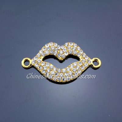 Pave accessories, gold plated lip,1x38x20mm, Sold individually.